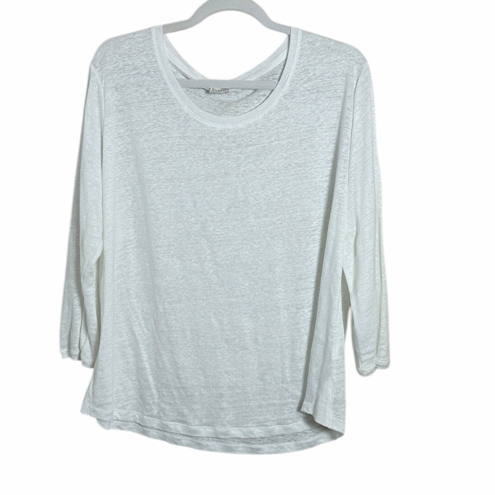 Poetry White Linen Long Sleeve Tee Size 14